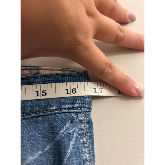 Y2K Lucky Brand Jeans Japanese Ukiyoe Art Pattern Cropped Jeans size 29 Hippie - Picture 9 of 12